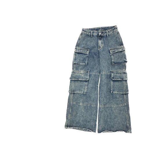 SHEIN Baggy Cargo Women's size 27 Dark Wash Blue Denim Jeans - Picture 1 of 5